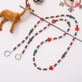 Christmas beaded phone strap with red green white beads and heart charms and silver clasp - Crossbody Chain / Christmas Heart Beaded Style (K2200)