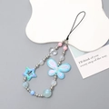 Handgefertigte Perlen-Handykette mit blauem Schmetterling und Sternen in Macaron-Farben - Blauer Schmetterling Stil (K2237) - Ausverkauf