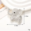 Diamond encrusted elephant brooch in silver metal with size and weight measurements - D2091 Cute Small Elephant (Silver)
