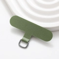 Detail of army green nylon phone tether tab with durable gunmetal D-ring for lanyards - Matcha Green