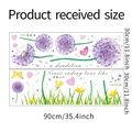 Detaillierte Größentabelle für zweiteilige PVC-Wandaufkleber mit lila Löwenzahn und Falter - 30x90cm x 2 Stk. Layout