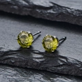 Boucles d'oreilles en zircon vert olive avec sertissage couronne en acier inoxydable - 4cm / Vert olive