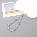 Cinturino per telefono con perline a fiori viola, perle trasparenti e cordino bianco - Stile Fiore Farfalla Viola (K2275)