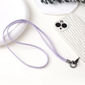 Detail of light purple braided leather phone strap with gray matte metal clasp on case - Neck Style (K6176) / Light Purple
