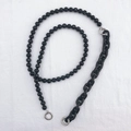 Acrylic 2-in-1 black beaded chain for crossbody phone cases or handbags with silver clips - Black