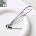 Détail du cordon de poignet tressé violet en cuir pour téléphone avec anneau gris - Style Court (K6166) / Mauve Clair