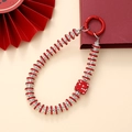 Bijou de téléphone fait main avec cubes en strass rouges et fermoir en argent - Anneau Rouge Strass Carré (K2437)