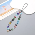 Colorful evil eye beaded phone strap with a golden smiling cloud pendant accessory - Glasses Style Phone Chain (K192)