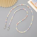 Bunte Makronen-Stern- und Perlen-Handykette mit silbernen Karabinerverschlüssen - Crossbody-Kette / Fünfzackiger Stern Stil (K2373)