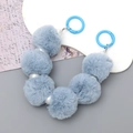 Blue plush balls and faux pearls wrist strap phone chain with blue circular clasp - Blue Style (K2849)