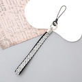 Elegant black wrist strap with four rows of silver rhinestones and a metal keyring - Fine Rhinestone Style (K2813)
