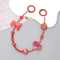 Creative Chinese style red beaded phone chain with lucky charms and heart bow accents - Bowknot Beaded Style (K2811)