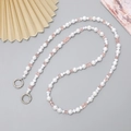 Feminine white irregular faux pearl and pink transparent cube bead crossbody chain strap - Crossbody Chain / K2815 Crystal Irregular Beads