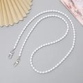 Elegant white oval faux pearl crossbody chain with silver metal lobster clasps for bags - Crossbody Chain / K1705 Threaded Water Drop