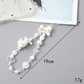 Handmade beaded phone strap with white rabbit, bow and charms, 19cm length and 17g weight - Cute Hug Bunny Phone Chain (K2884) / White