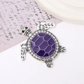 Detailed macro view of turtle charm with purple enamel and sparkling crystal accents - Deep Purple (D2319)