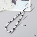 Chic black and white rabbit beaded phone charm strap with dice and resin pearls 22cm long - Personality Dice Phone Chain (K2886) / Black & White