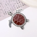 Detail showing an enamel sea turtle charm with red shell and sparkling crystal border - Wine Red (D2315)