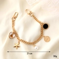 Goldene Taschen-Kette mit Herz-Bär-Anhänger, Perle und Stern für Schlüssel oder Taschen - Schönheitskopf Anhänger Stil (K3023)