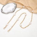 Golden crossbody phone chain with white smiley face charms and lobster clasps - White