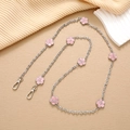Catena per telefono in metallo con ciondoli a fiori di ciliegio rosa e moschettoni - Catena a Tracolla Fiore a Cinque Petali (K2935) / Rosa