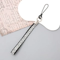 Luxury rhinestone phone wrist strap with silver crystals and black durable base - K2813-Black PU Leather Rhinestone Lanyard
