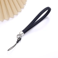Fashionable braided cord wrist strap in navy blue and black for phone and keys - Charm / Dark Blue