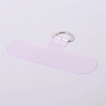 Detail showing translucent purple TPU phone lanyard spacer with sturdy silver metal D-ring - Lavender