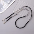 Acrylic heart beaded crossbody phone strap with black beads and silver metal clasps - Cool Black Heart Crossbody Chain (K3099) / Black