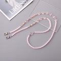 Pink heart acrylic beaded phone lanyard with double silver lobster clasps for bags - Sweet Cool Heart Crossbody Chain (K3100) / Pink