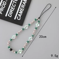 Iridescent crystal butterfly phone charm with green and pink beads, 20cm length - Green Pink Beaded Style (K3075)