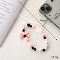 Colgante para móvil con cuentas lazo rosa y corazón Love longitud 19cm - Cadena de Teléfono con Lazo Rosa
