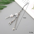 Llavero retro plateado con colgantes de estrella, llave y arco para bolsos y móviles - Colgante Estrella Perla + Candado de Corazón (K3077)