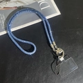 Blue rhinestone crossbody phone strap with silver clasp and clear case insert card - Sky Blue