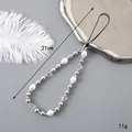 Laccetto per cellulare chic da 21cm con perle barocche e sfere argentate su vassoio - Stile Cinque Perle Barocche (K3175)