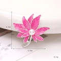 Pink enamel maple leaf brooch with pearl accent in zinc alloy, dimensions 4.1cm by 4.2cm - Pink Maple Leaf (D2517)