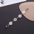 Polished silver metal phone chain featuring alternating smile and sad face charms - Emoji Elements Set (K548)