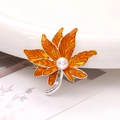 Macro shot of maple leaf charm with orange enamel and pearl for DIY accessory - Yellow Maple Leaf (D2516)