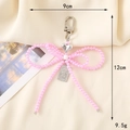 Ciondolo a fiocco rosa con perle sintetiche, ciondolo a cuore e medaglia metallica - Stile Fiocco Rosa (K3235)