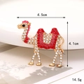 Charm per scarpe cammello scintillante con strass rossi e bianchi su base dorata - Stile Cammello Dorato (D2580)