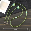 Green beaded phone lanyard with butterfly charms and metal lobster clasps 60cm length - 120cm Crossbody Chain / Multicolor Butterfly Crossbody Chain Green (K3264)