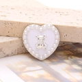 Détail d'un charme en cœur avec ours en métal et perles pour coques de téléphone DIY - Cœur Ours Perle - Argent Blanc (D2642)