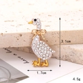 Broche de pato dorado con cristales y lazo, accesorio para joyas DIY de 3,1x1,7cm - Estilo de Pato con Pajarita (D2560)