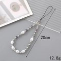 Creative pearl heart bow phone chain with silver beads, 20cm length and 12.8g weight - 20cm Phone Chain / Colorful Beaded