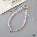 Pink crystal beaded keychain with flower and rabbit charms 17cm length 29g weight - Charm / Pink Gem Bead Pendant (Double Fish)