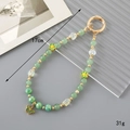 Handmade beaded lanyard with green crystals, golden flower spacers and butterfly charm - Charm / Green Gem Bead Pendant (Butterfly)