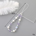Eleganter 20cm Perlen-Herz-Handyanhänger für Kameras und Taschen in Weiß und Violett - Handykette / Perlen-Herz-Handykette Lila