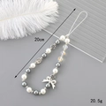 Elegantes 20cm Perlen-Handyband mit Perlen und silberner Schleife für Damen - Handykette / Vintage Beauty Head und Schleifen-Handykette