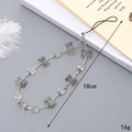 Detail showing an 18cm beaded phone lanyard with grey butterfly and square crystals - Gray Bowknot Beaded Style