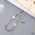 Cute beaded phone lanyard with iridescent bears and purple hearts, 18cm long and 20g weight - Purple Carrot Heart Bear Style